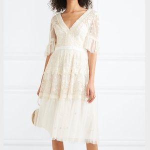 Needle and thread white mid-summer lace dress